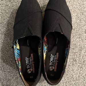 BOBS from Skechers Black Slip-On Espadrilles with Tropical Trim